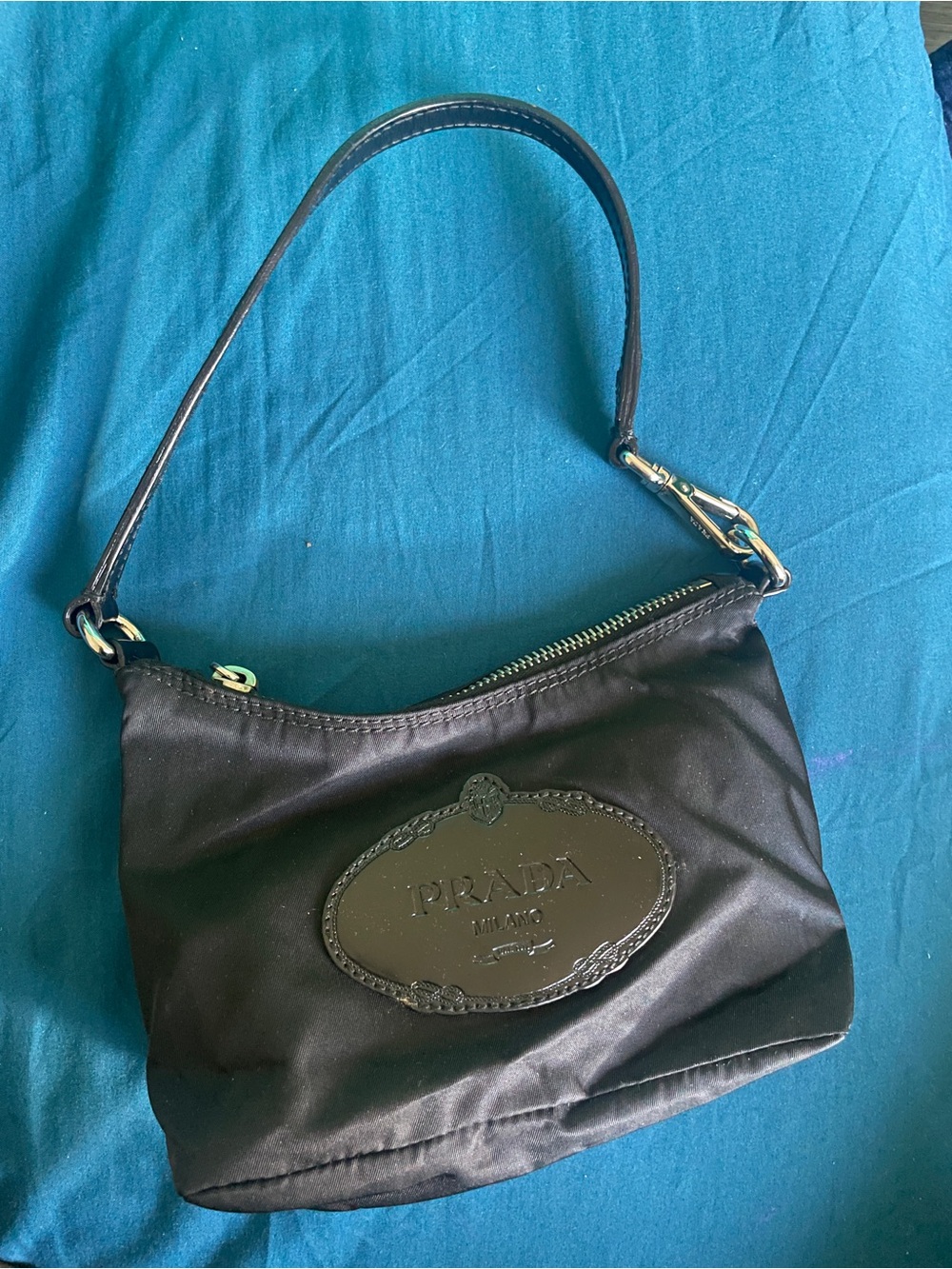 PRADA NERO MILANO 8 MATTE PATENT LEATHER NYLON mini BAG